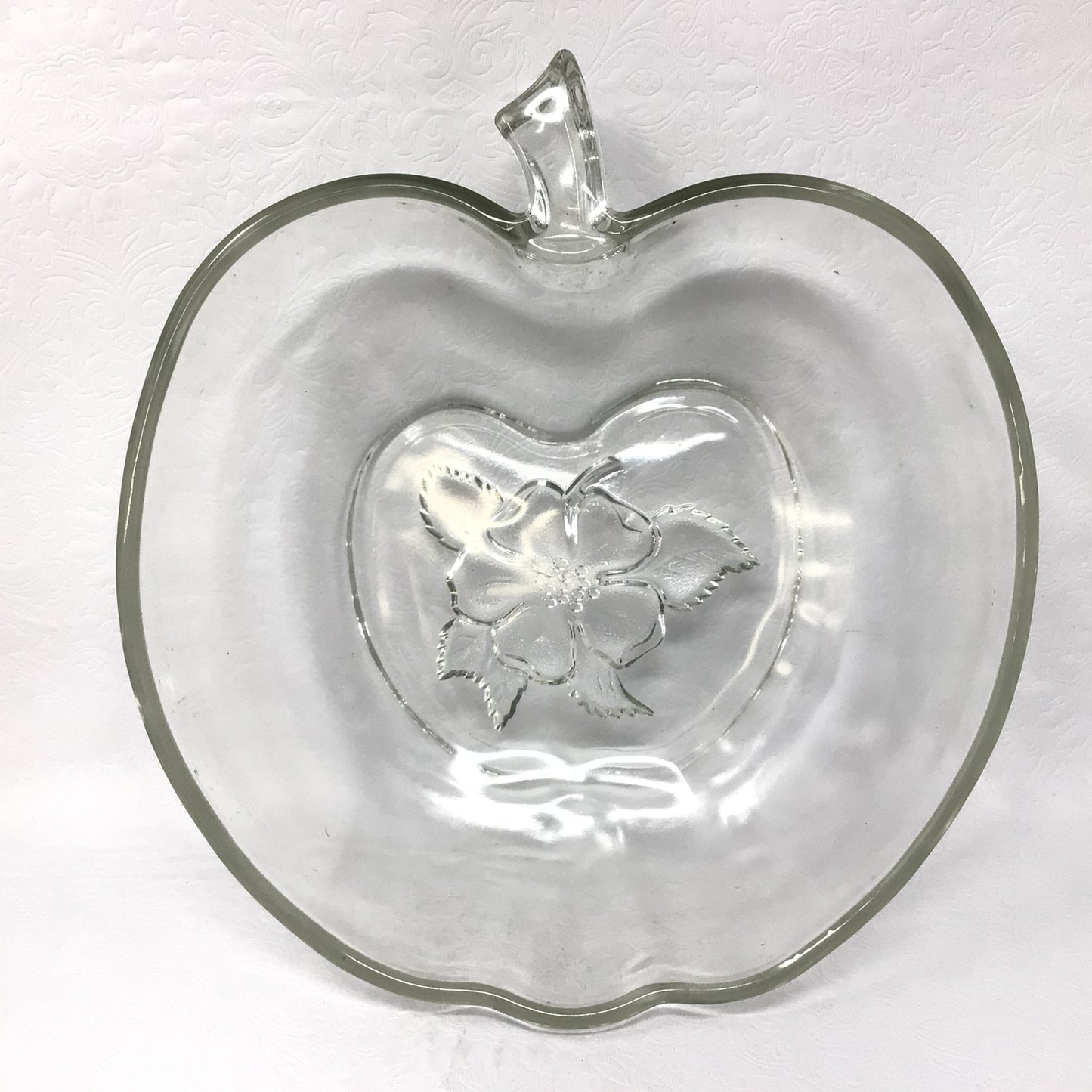 Large Vintage Hazel Atlas Orchard Apple Shaped Glass Serving Bowl