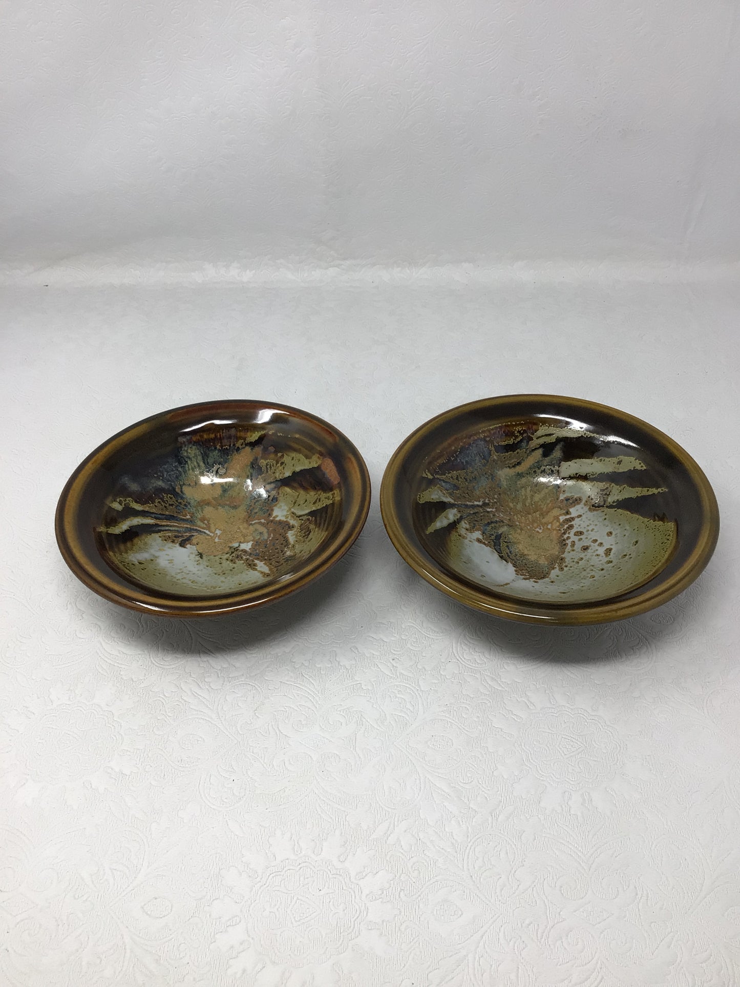 Pair of Wheel-Thrown Stoneware Bowls