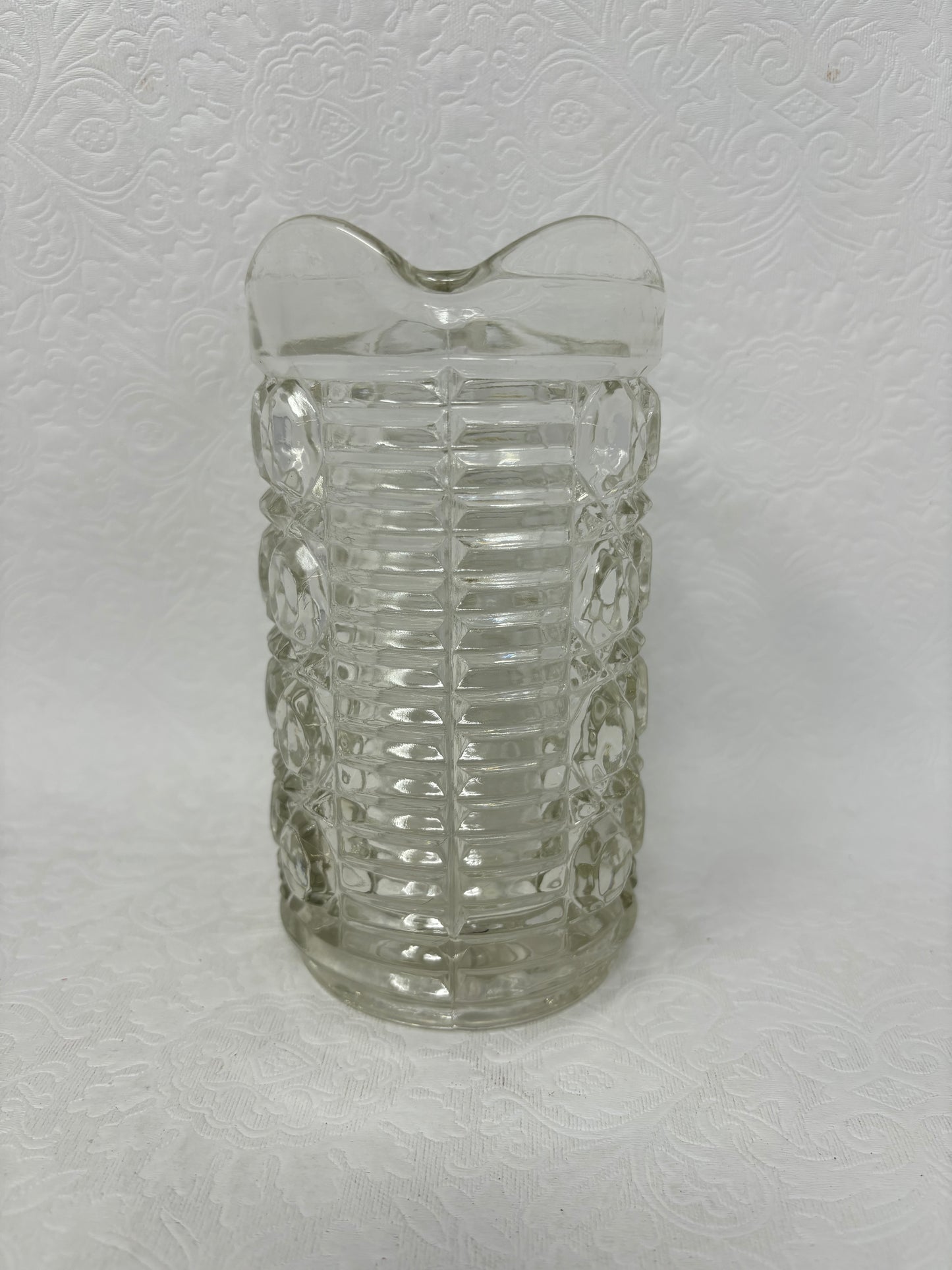 Vintage Federal Windsor Button & Cane Pattern Glass Pitcher