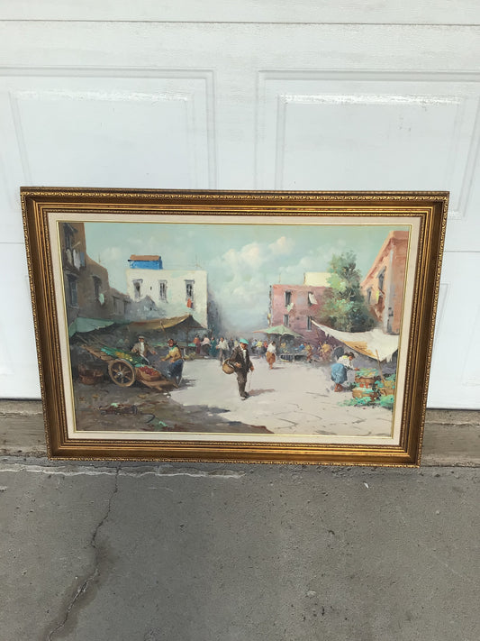 Italian Market Painting by “Seionellis”