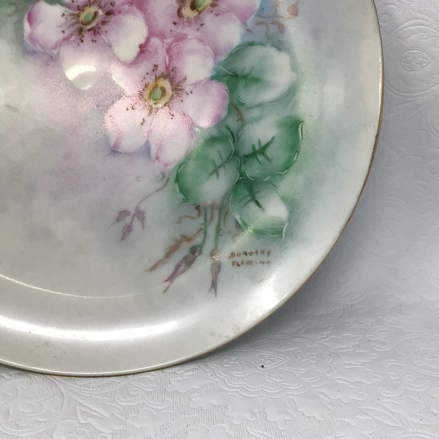 Hand Painted Dorothy Fleming 1984 Floral Plate