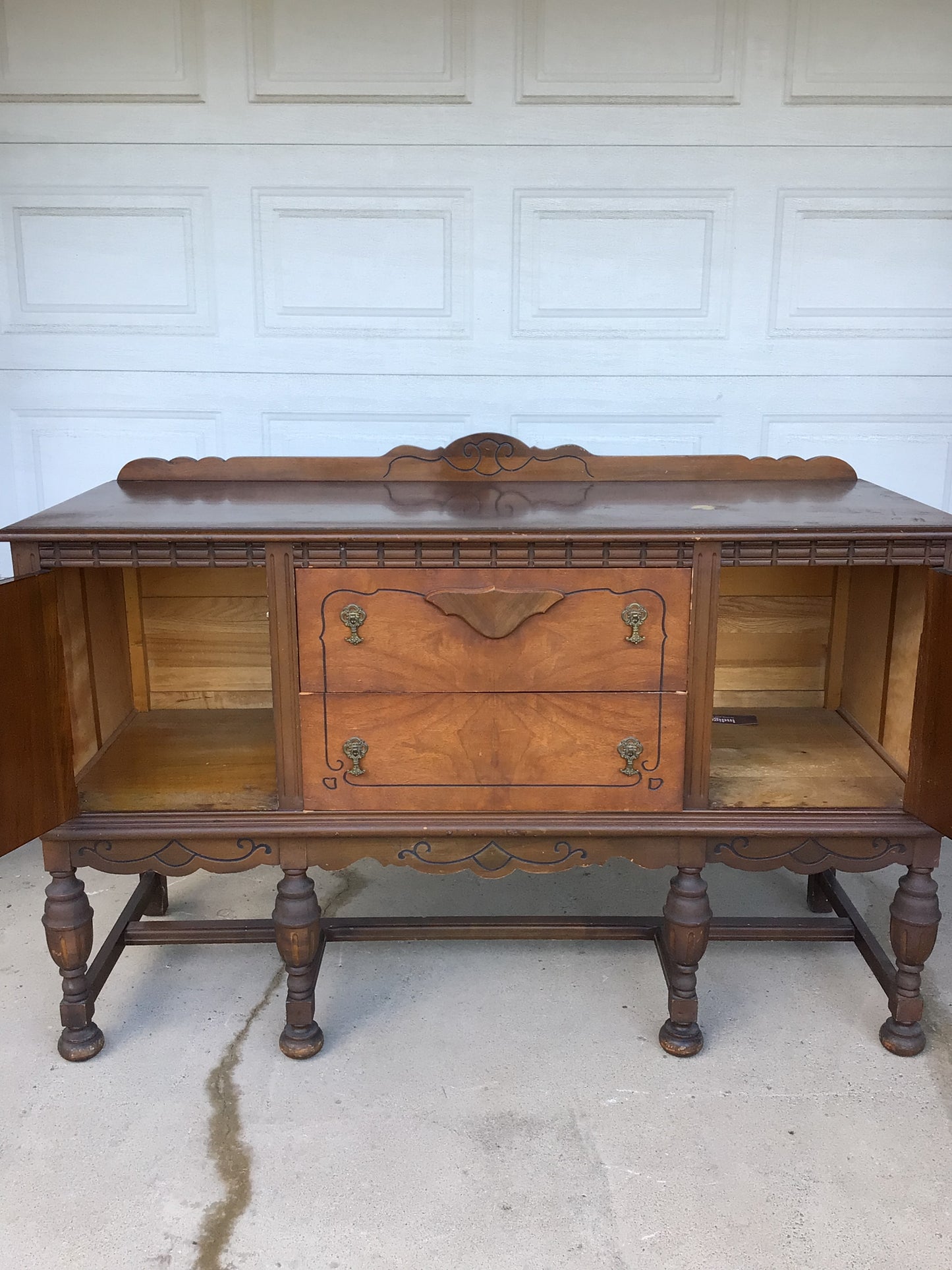 Antique Jacobean Revival Style Sideboard Buffet