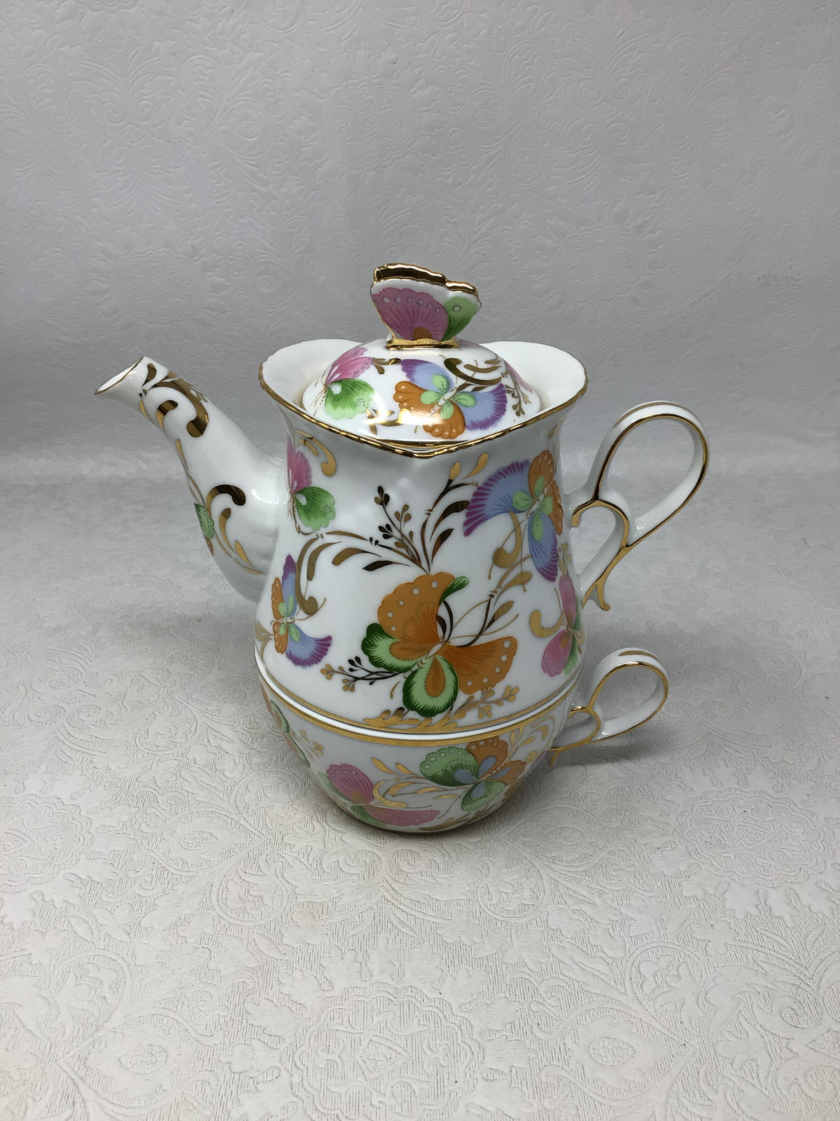 Hand-Painted Porcelain "Tea-For-One" Stacking Set