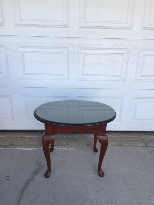 Oval Side Table with Glass Top