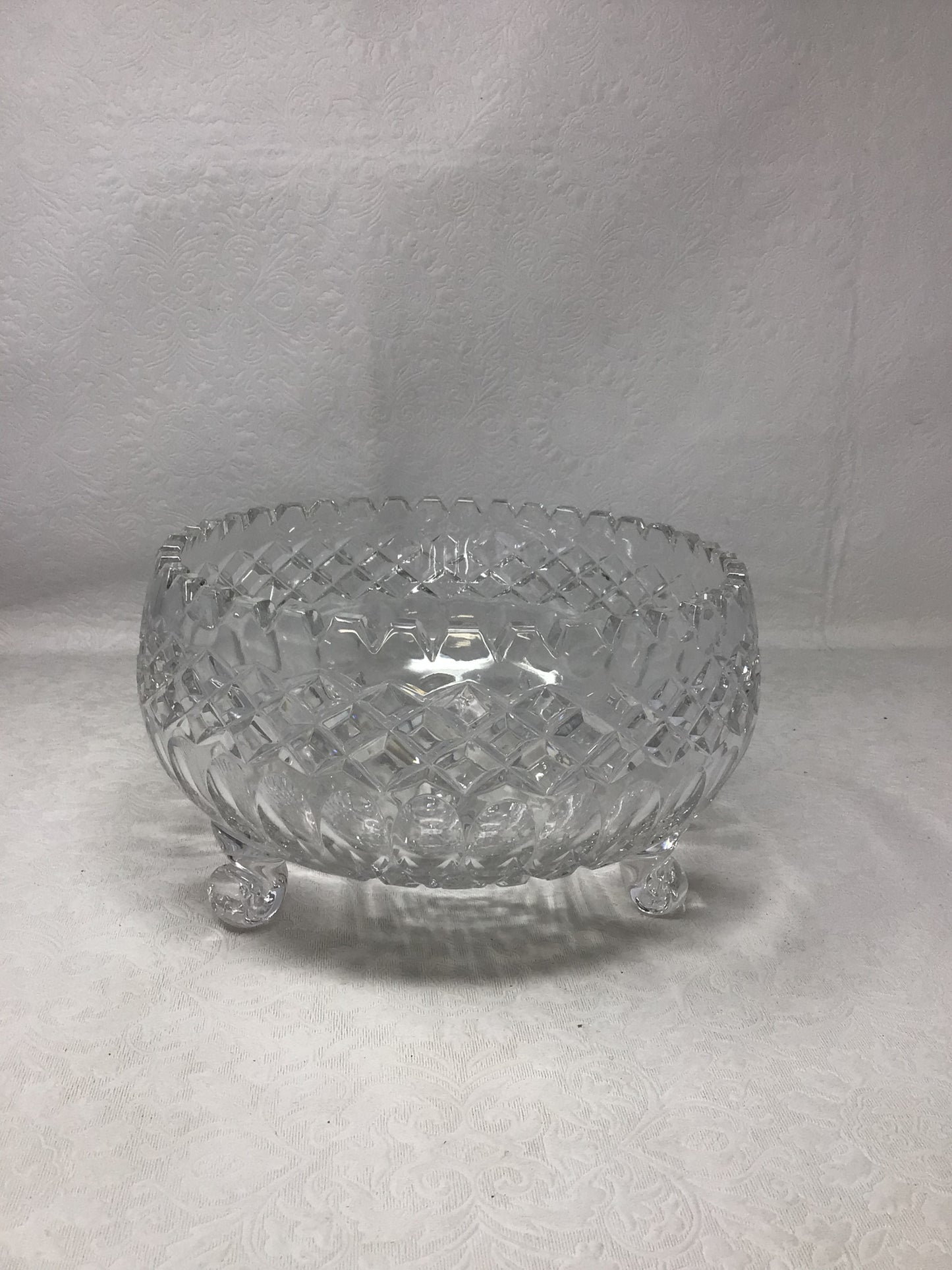 Tri-Foot, Diamond-Cut Crystal Bowl