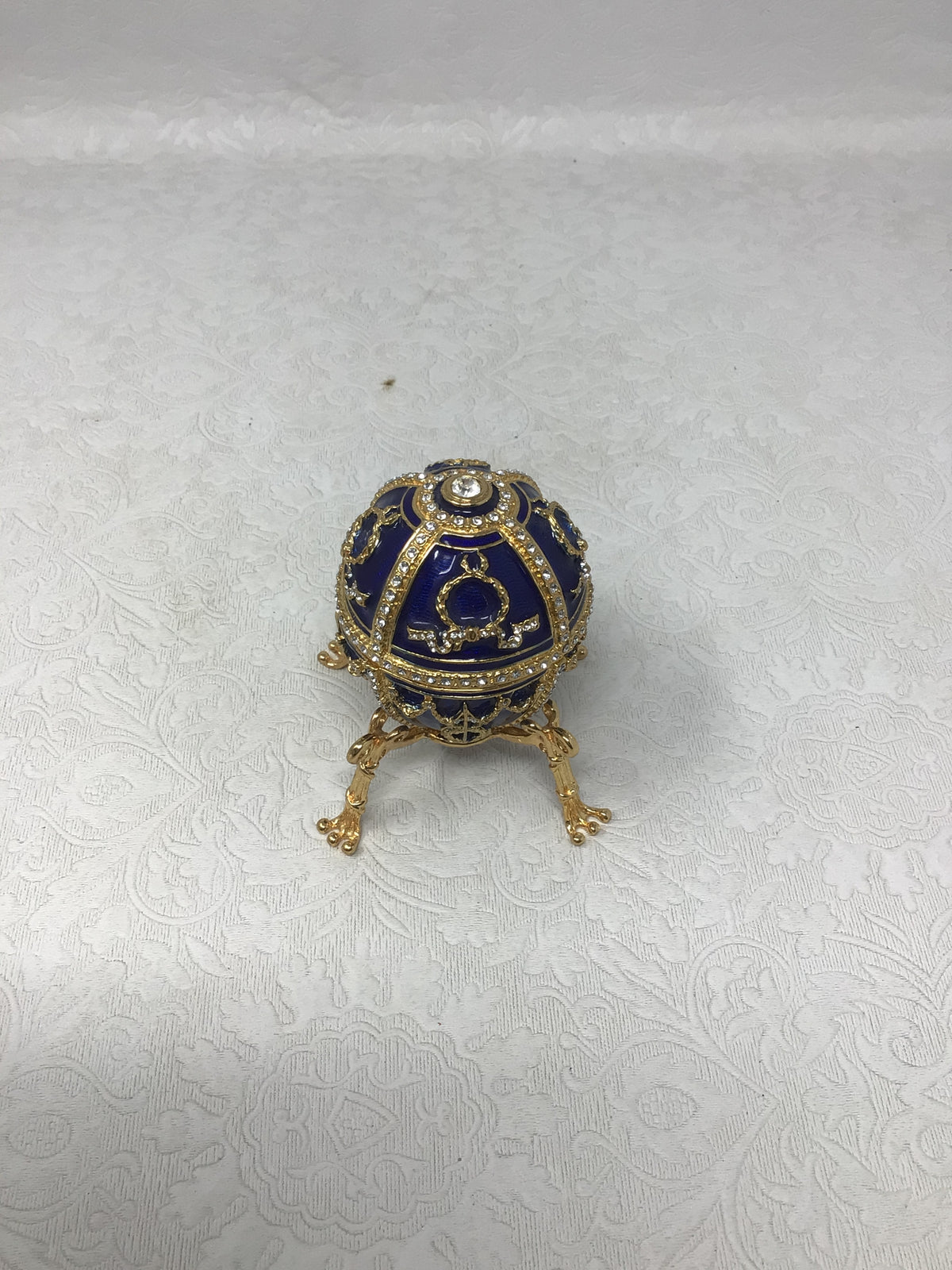 Blue and Gold Fabergé-Style Decorative Trinket Box