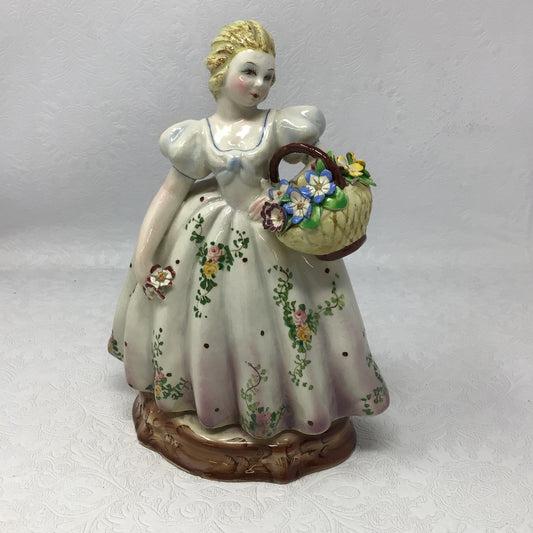 Italian Figurine Girl with Flower Basket