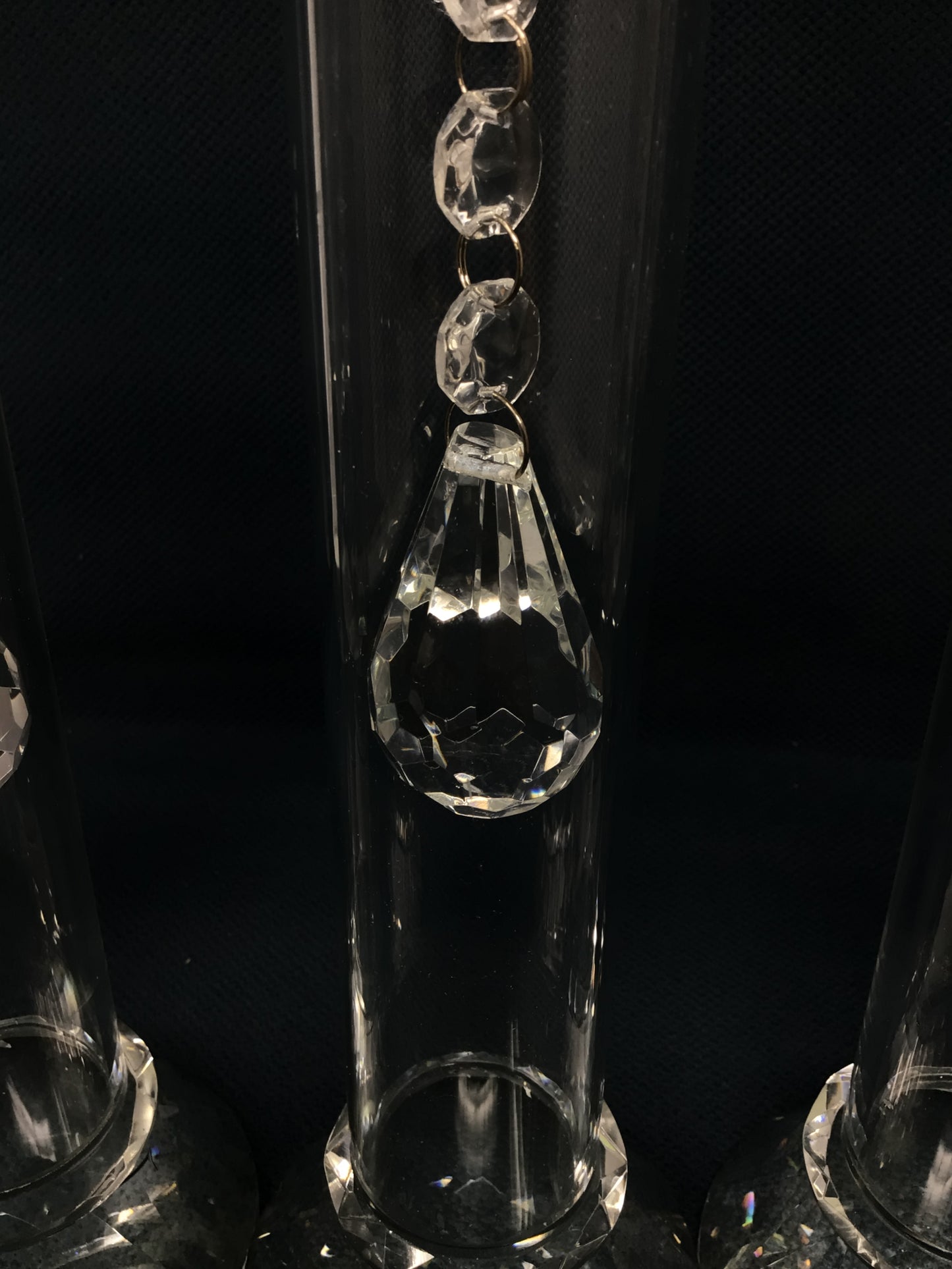 Set of 5 Hanging Crystal Candle Holders
