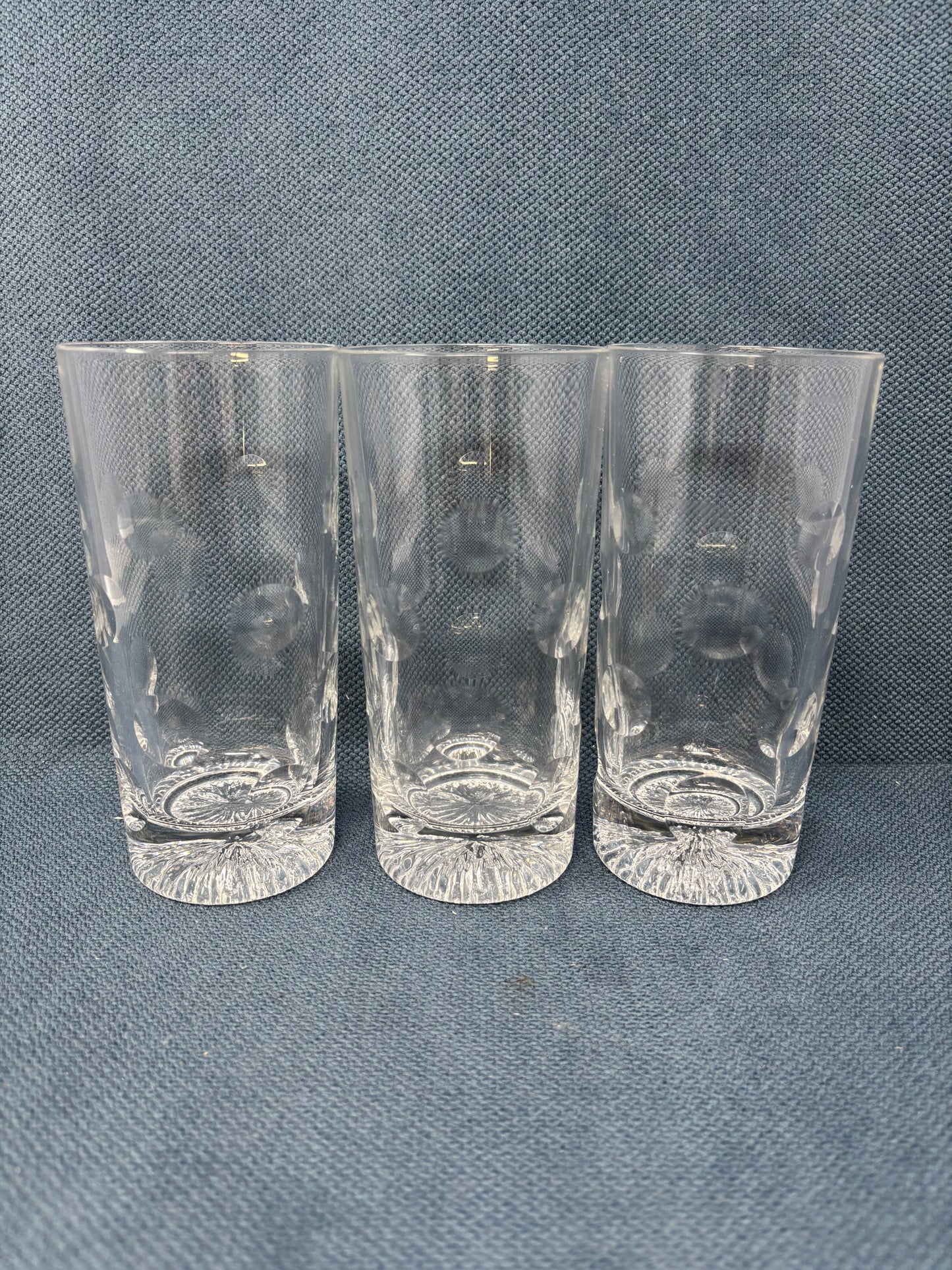 Set Of 3 Crystal Lowball Bubble Glasses