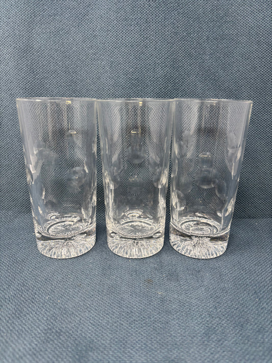 Set Of 3 Crystal Lowball Bubble Glasses