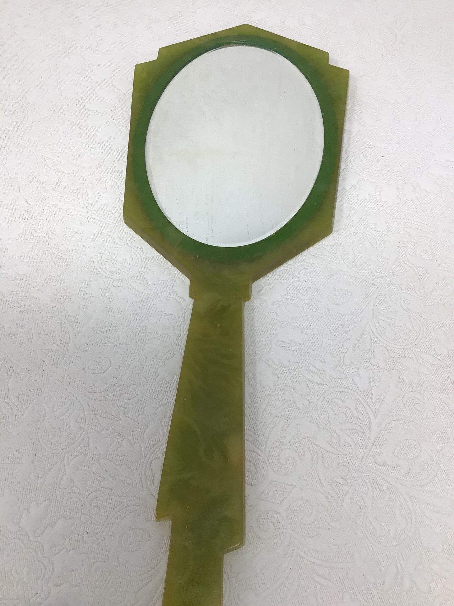 Art Deco Green Bakelite Vanity Set of 7