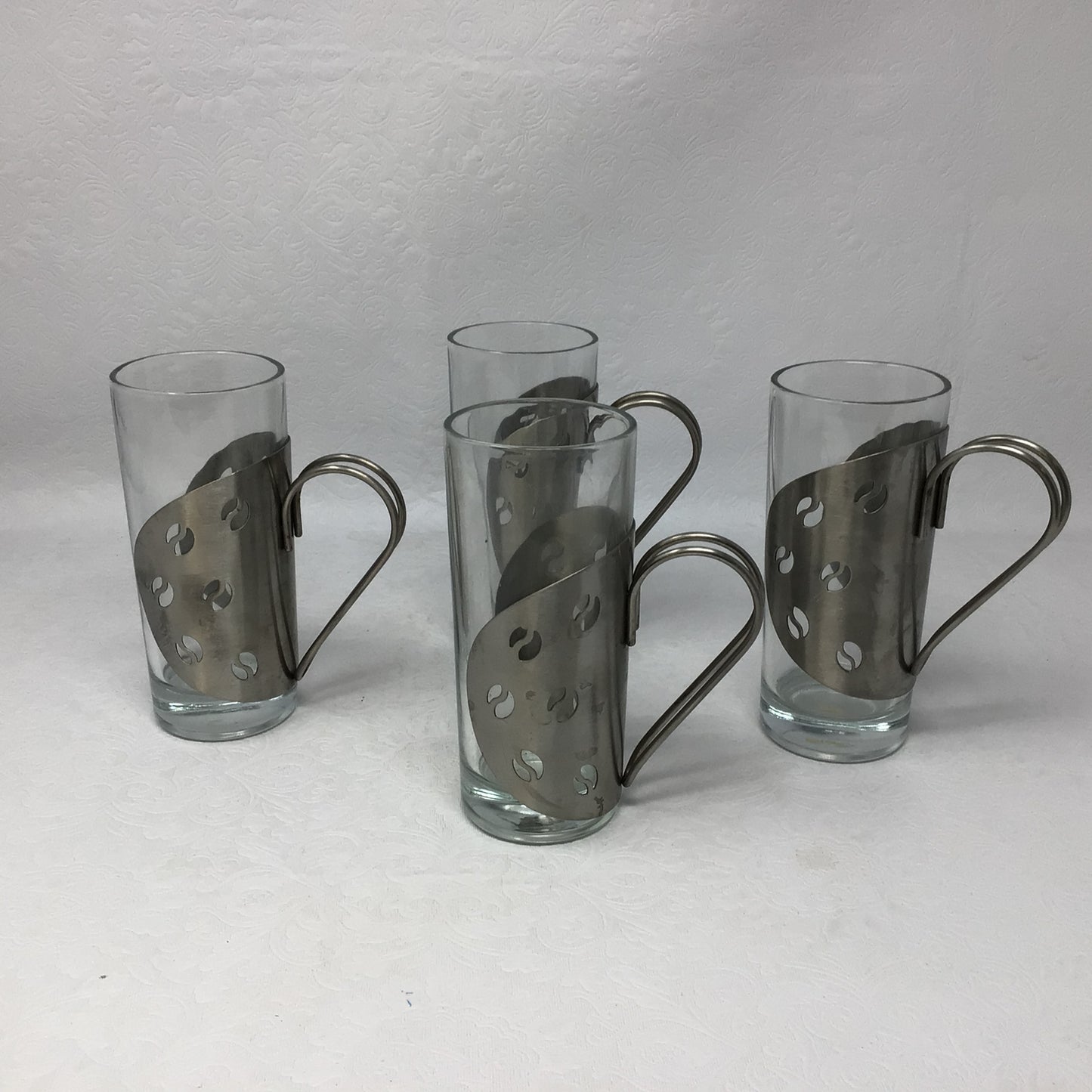 Set of 4 Glass & Metal Tea Glasses