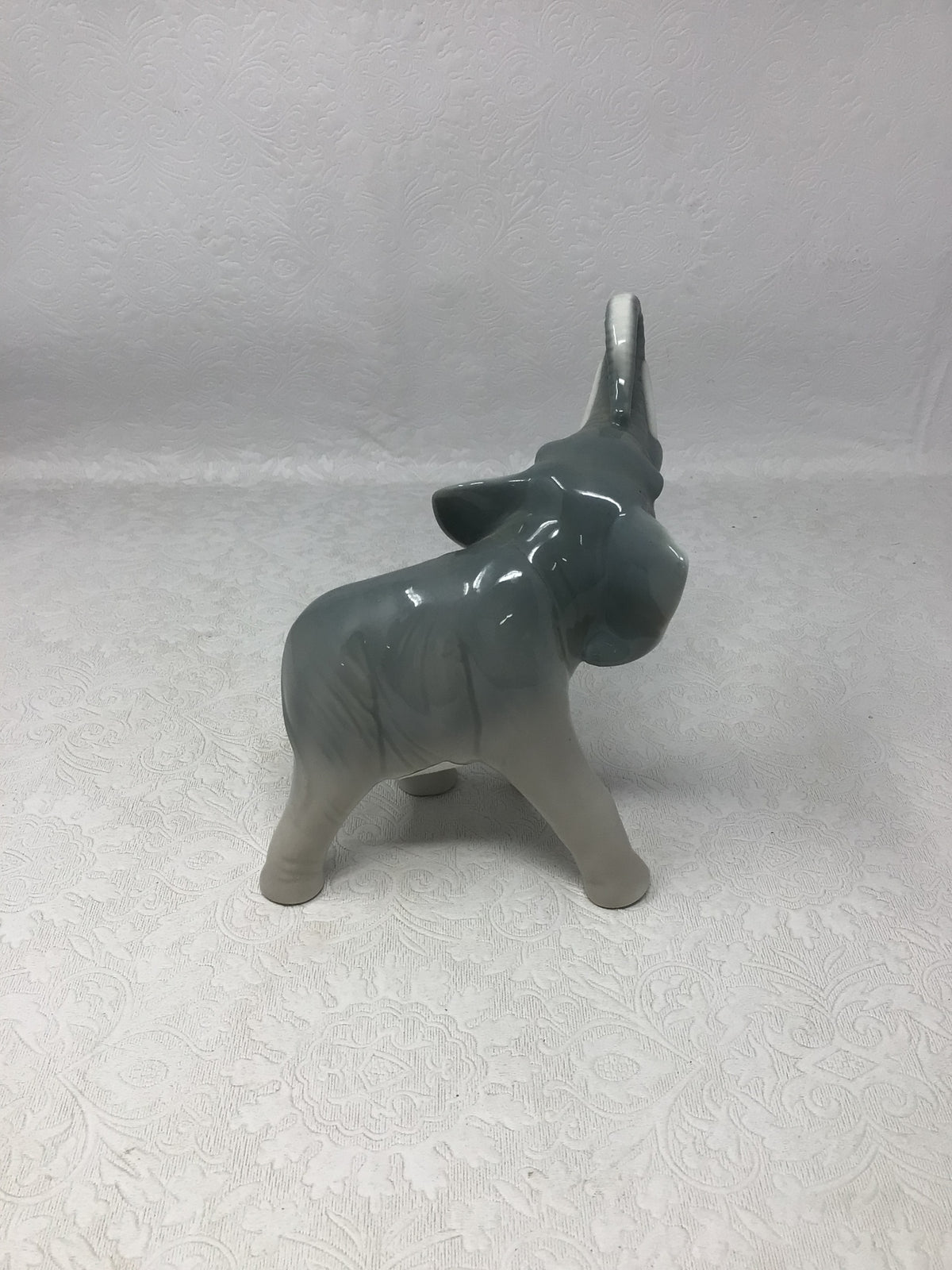 Vintage Glazed Ceramic Elephant Figurine