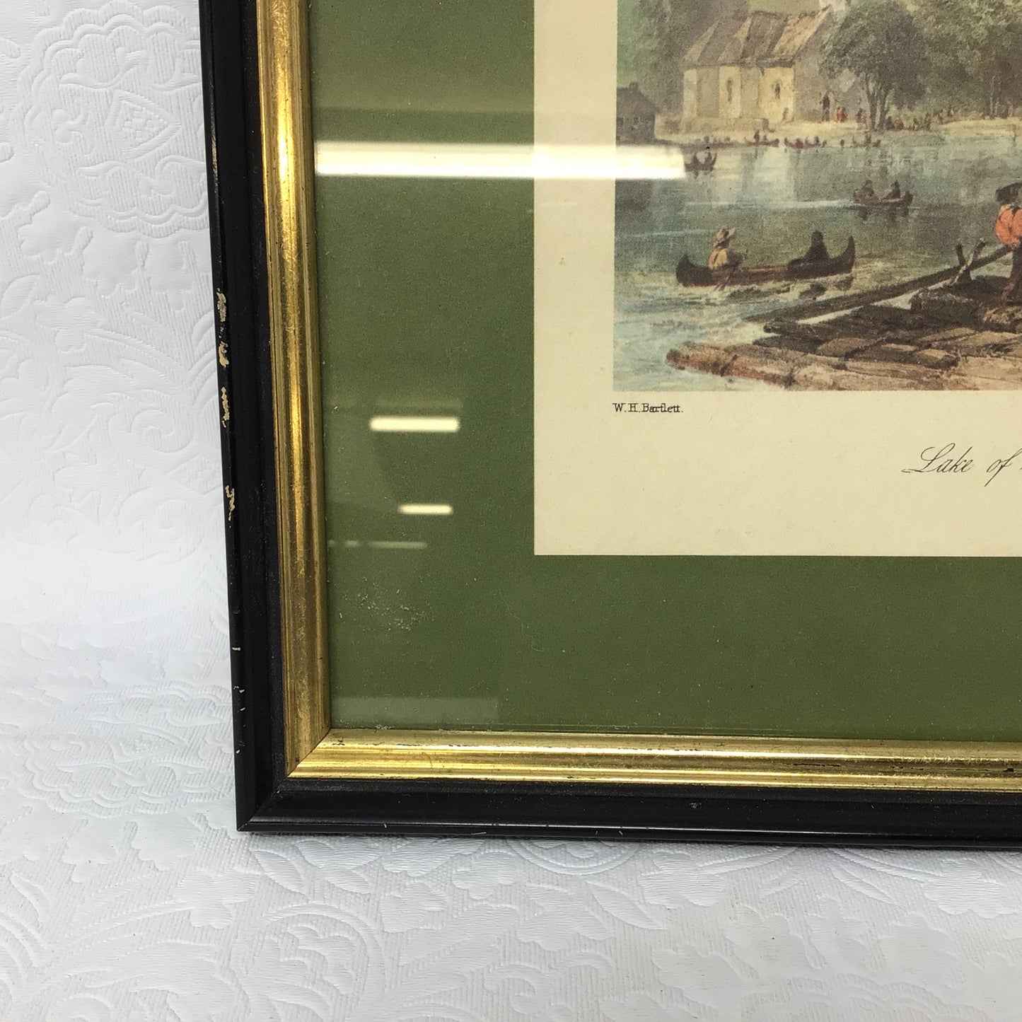 Vintage Print Of “Lake Of The Two Mountains” By William Henry Bartlett In Frame.