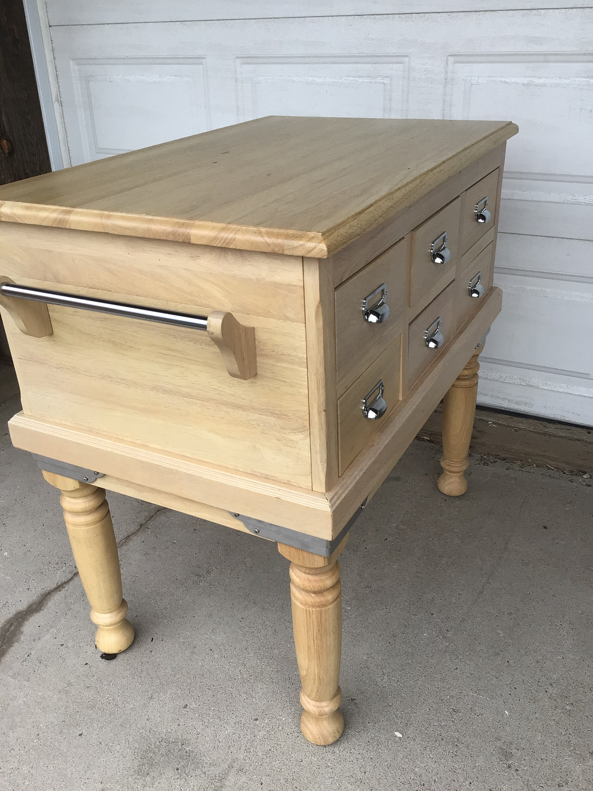 Light Wood Apothecary-Style Kitchen Island