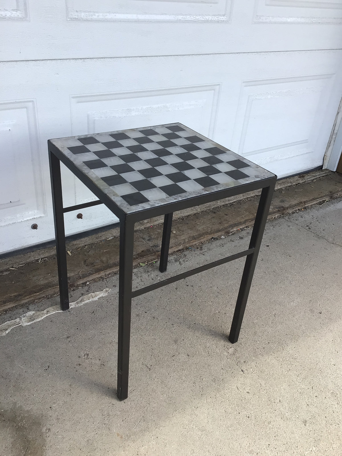 Small Metal-Framed Accent Table