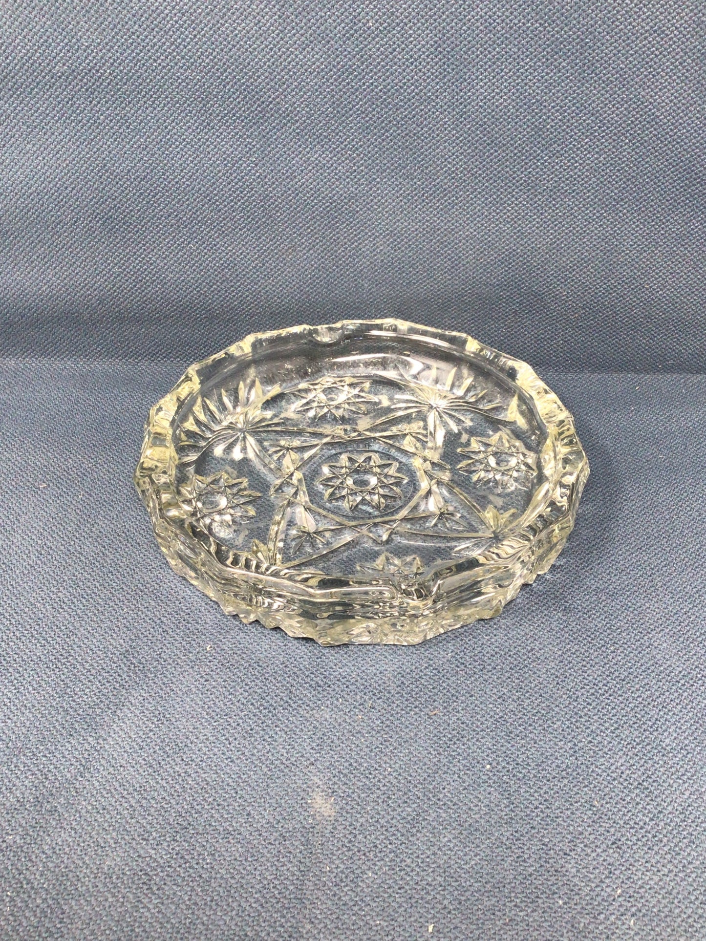 Vintage Anchor Hocking Prescut Clear Star Pattern Glass Tray