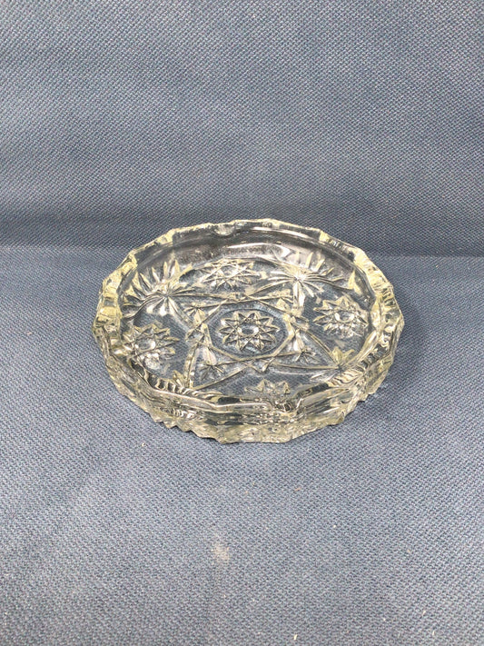 Vintage Anchor Hocking Prescut Clear Star Pattern Glass Tray