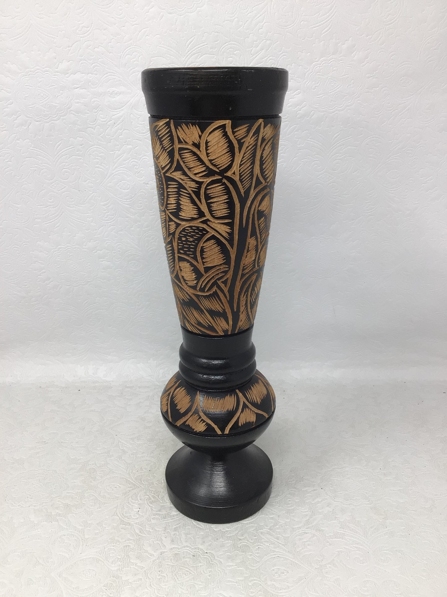 Vintage Hand-Carved Wooden Vase