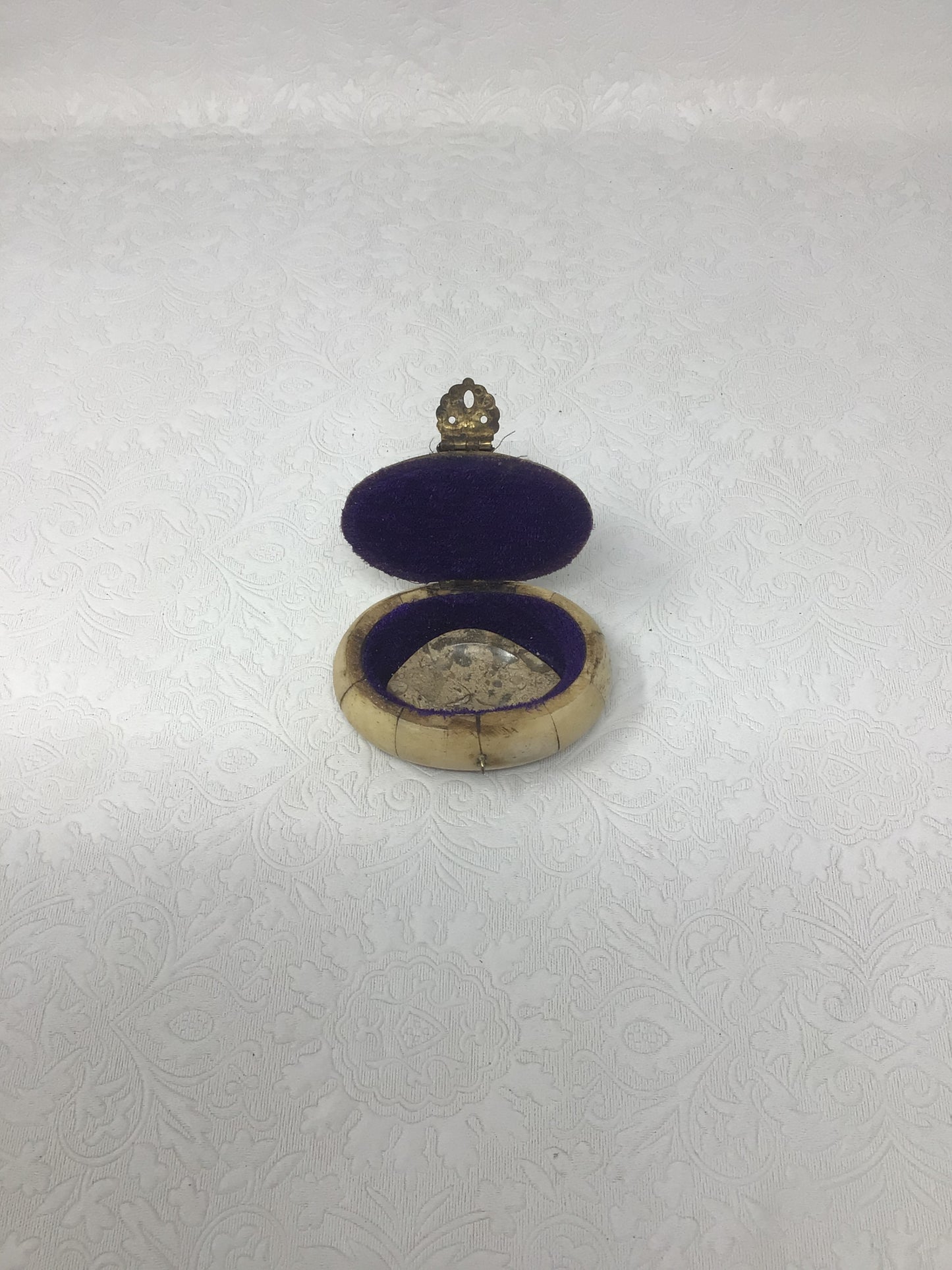 Oval Brass and Bone Trinket Box