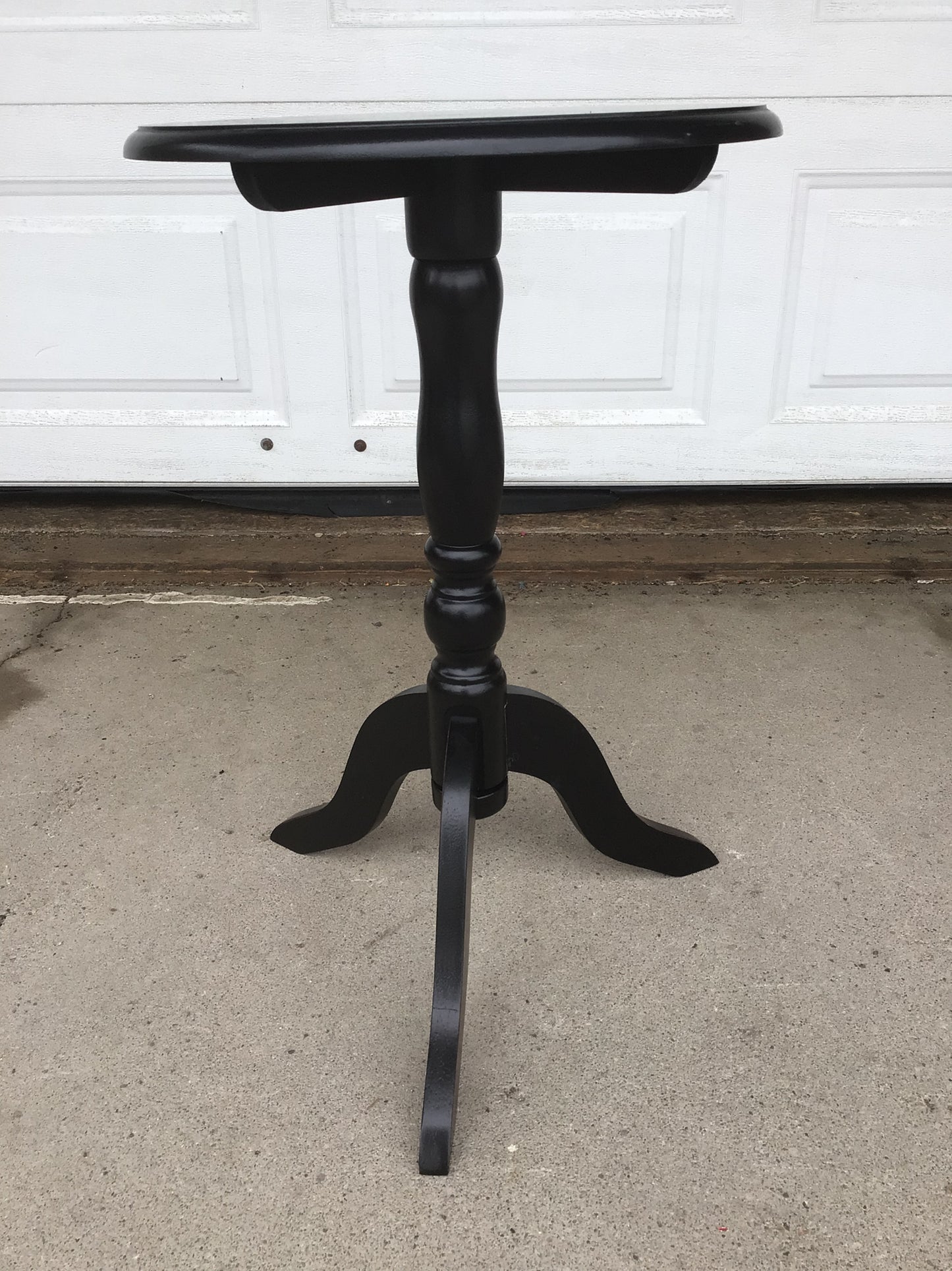 Round Black Painted Wooden Plant Table