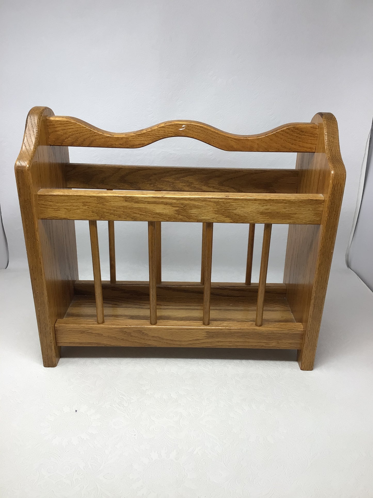 Vintage Solid Oak Magazine Rack