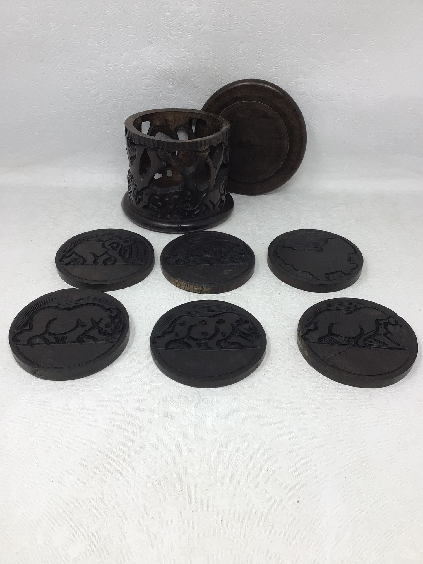 Hand-Carved African Wooden Coasters