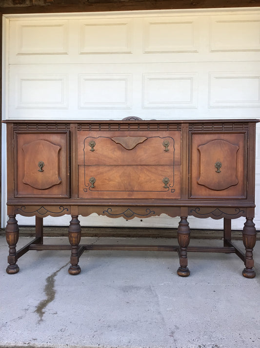 Antique Jacobean Revival Style Sideboard Buffet