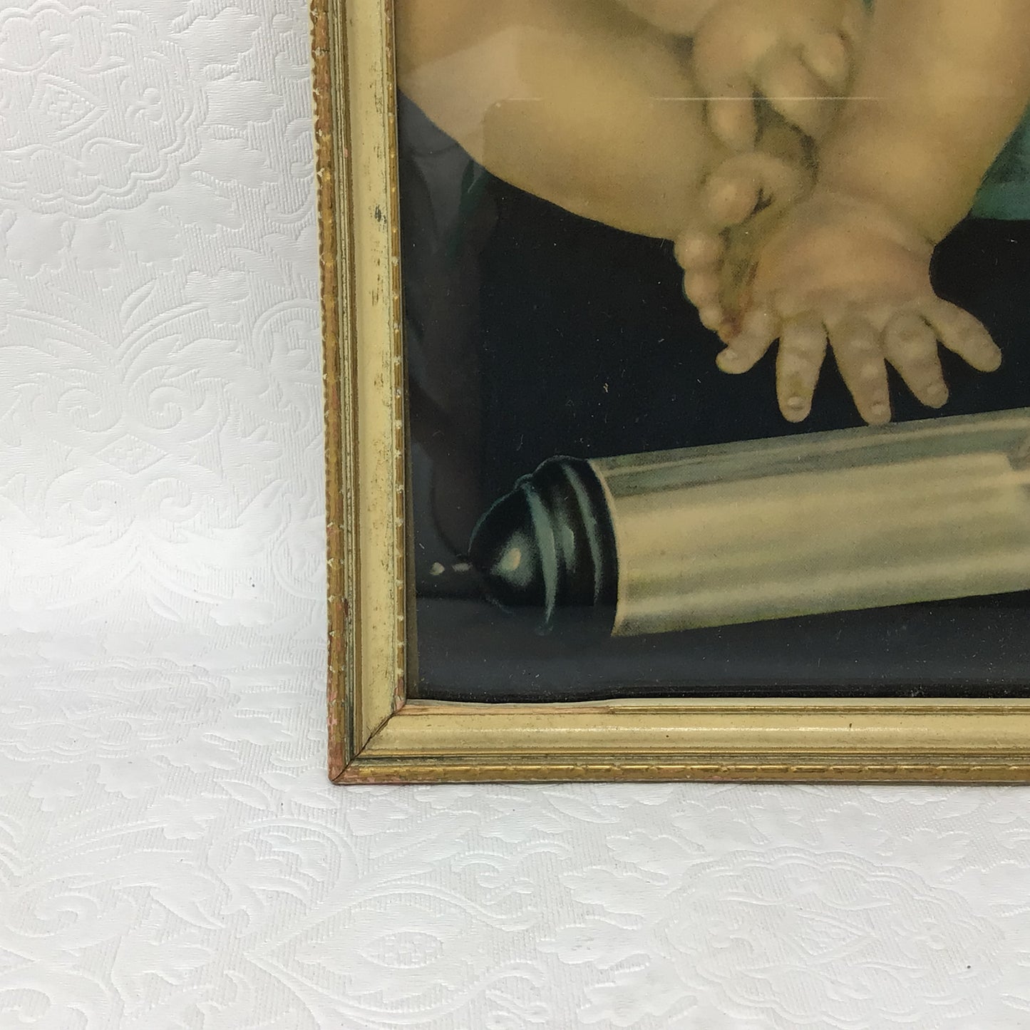 Vintage Print Of “Ten Little Fingers, Ten Little Toes” By Charlottes Becker In Frame.