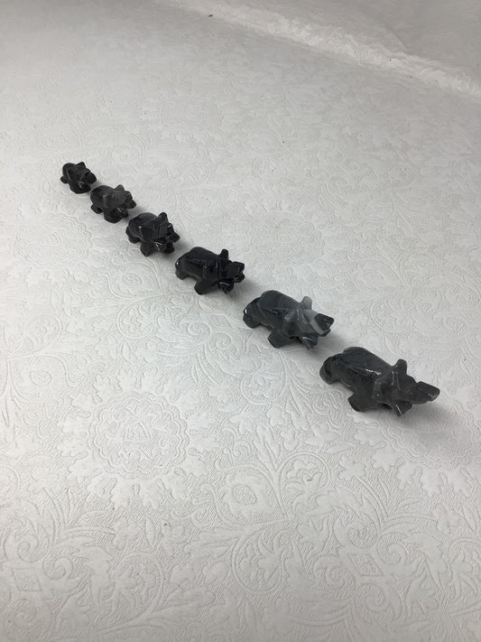 Set of 6 Hand Carved Stone Elephants