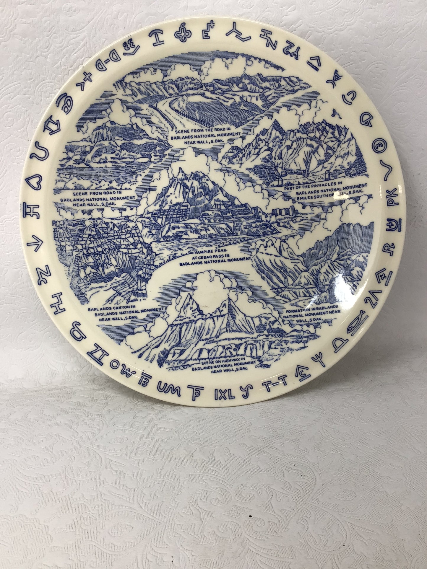 Set of 2 Vintage Blue Transferware Souvenir Collector Plates