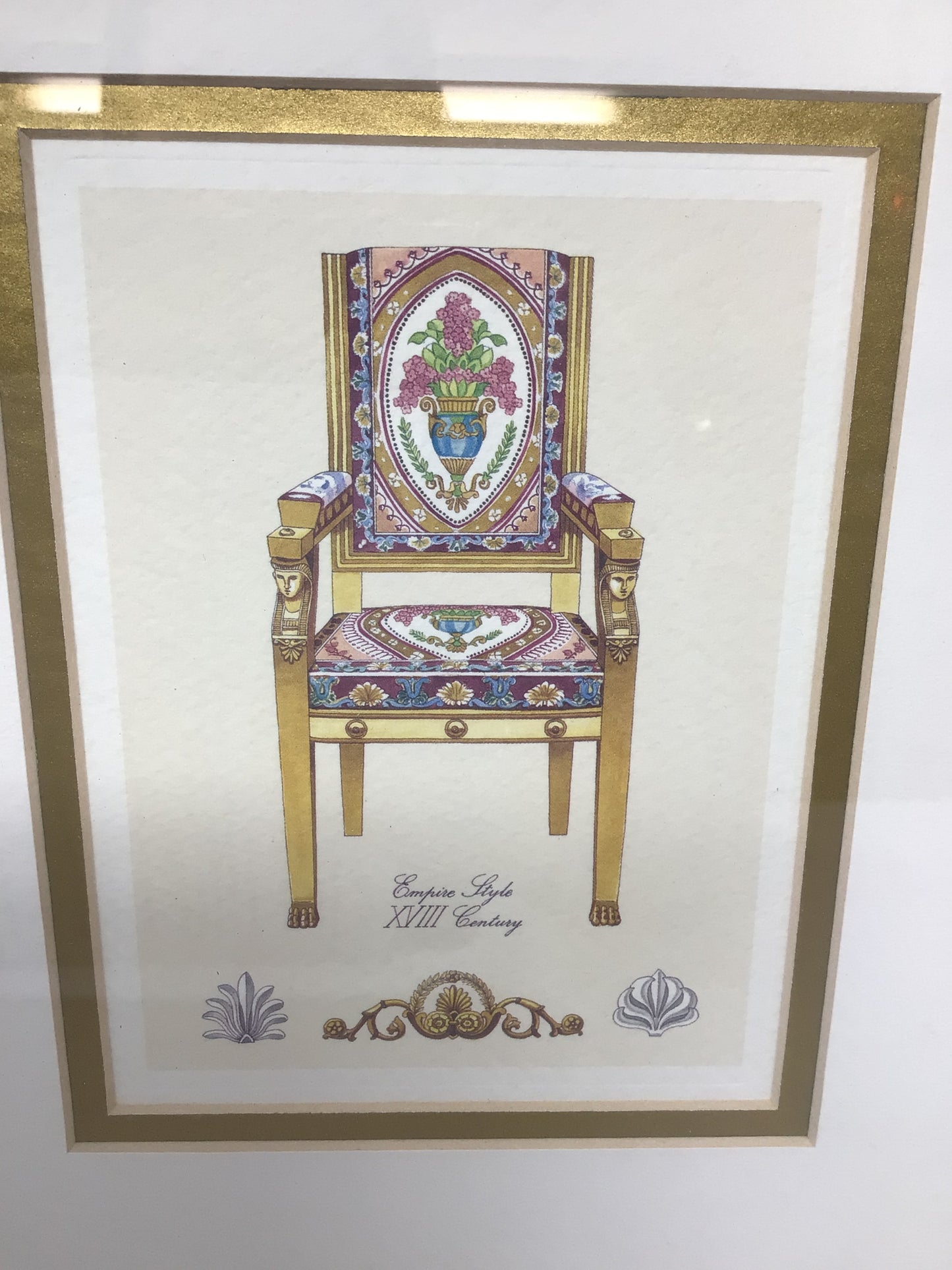 Framed Picture of Antique Empire Style Chair