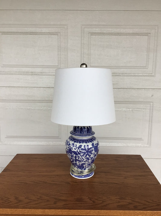 Ginger Jar Lamp with Silver Hardware