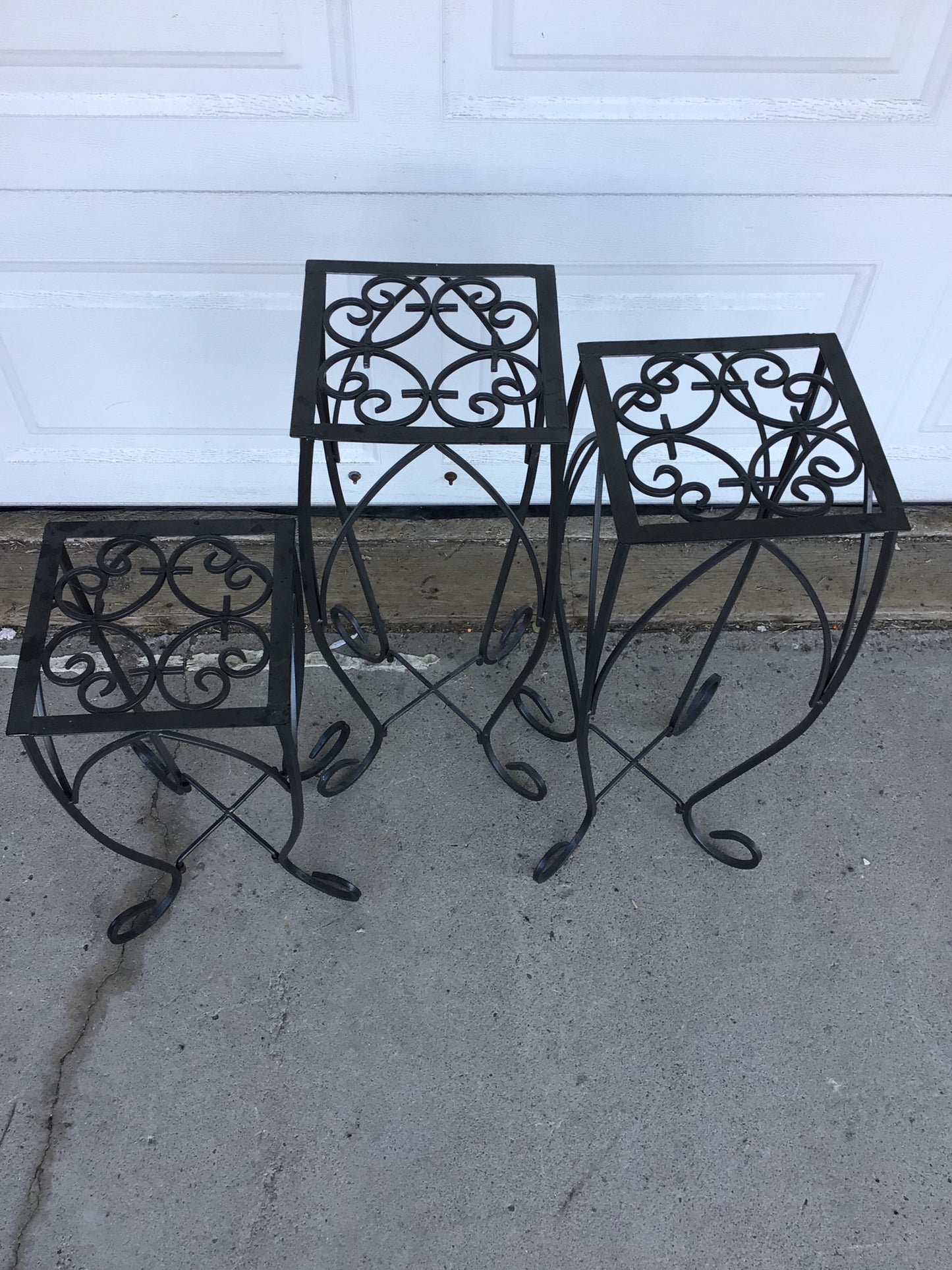 Set of 3 Wrought Iron Plant Stands