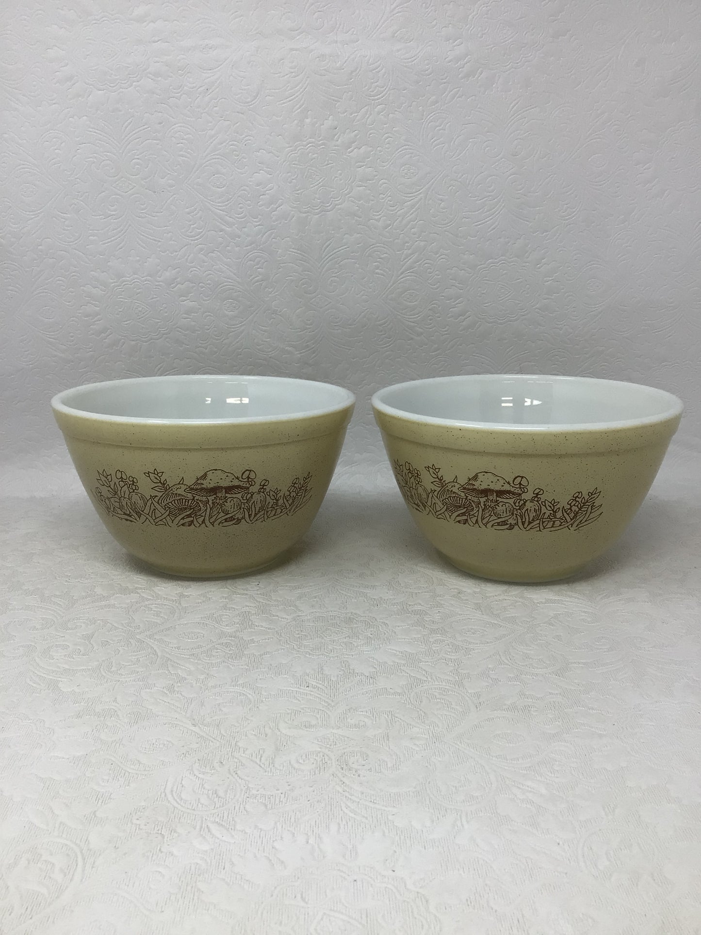 Set of Two Vintage Pyrex Forest Fancies Mushroom Bowls