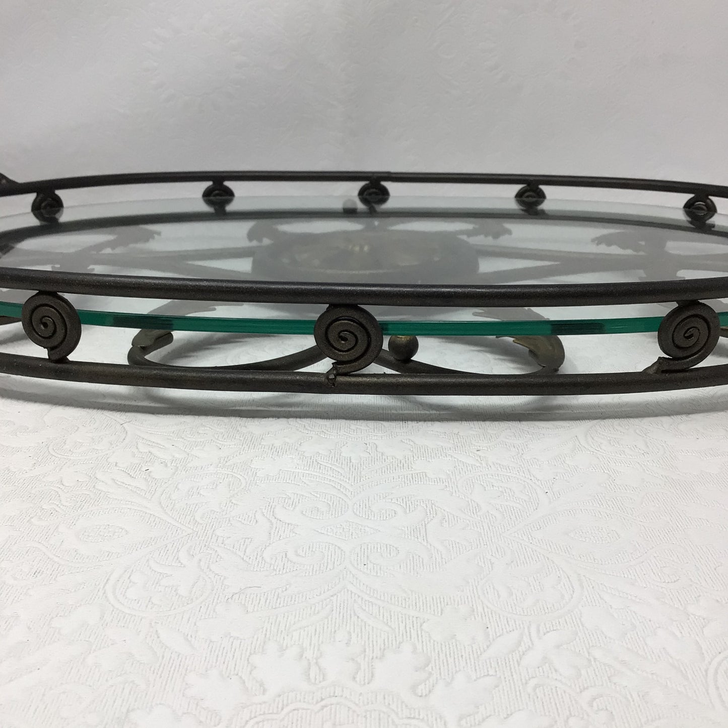 Iron and Glass Serving Tray