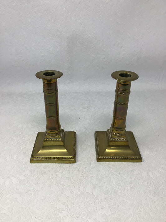 Set of 2 Vintage Brass Candlestick Holders