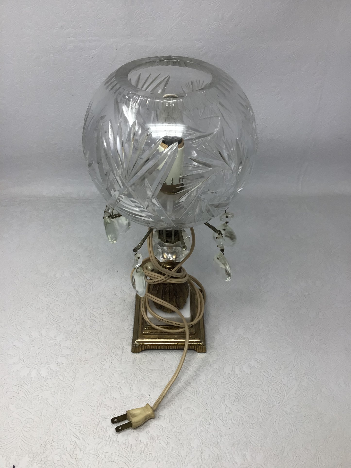 Vintage Hollywood Regency Crystal Orb Lamp