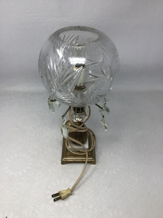 Vintage Hollywood Regency Crystal Orb Lamp