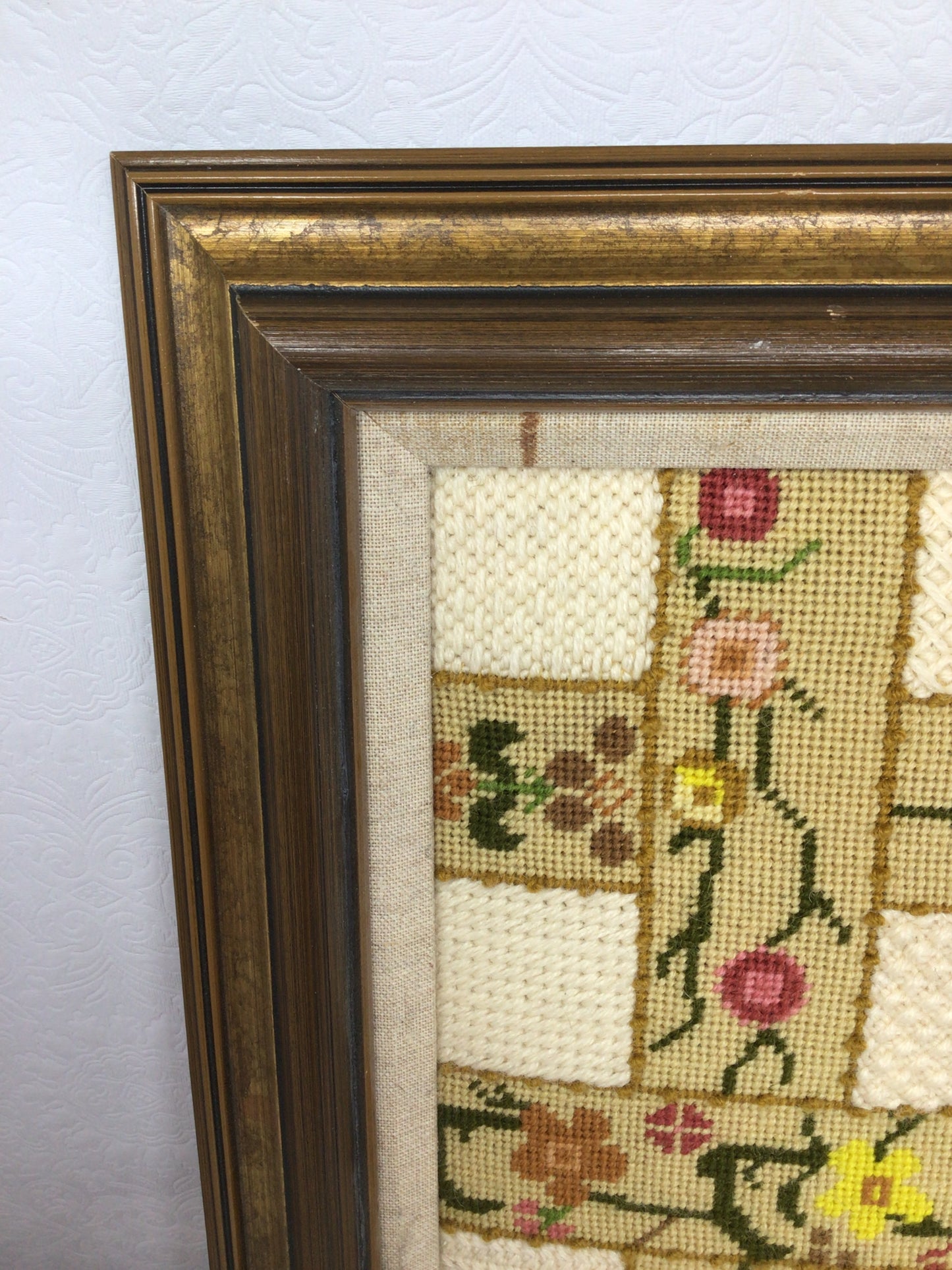 Framed Floral Needlepoint