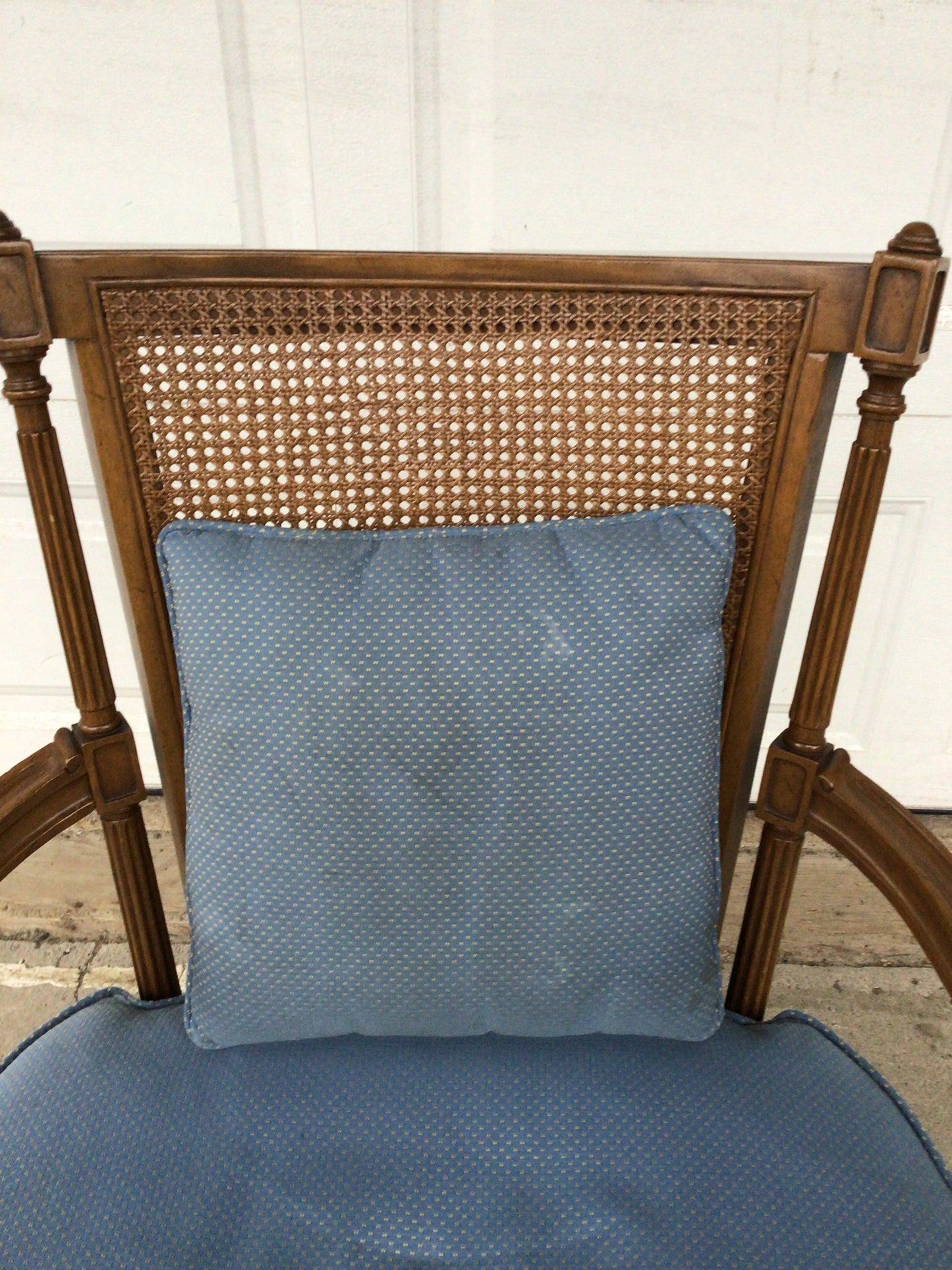 Blue Louis XVI-style Caned Bergere Armchair