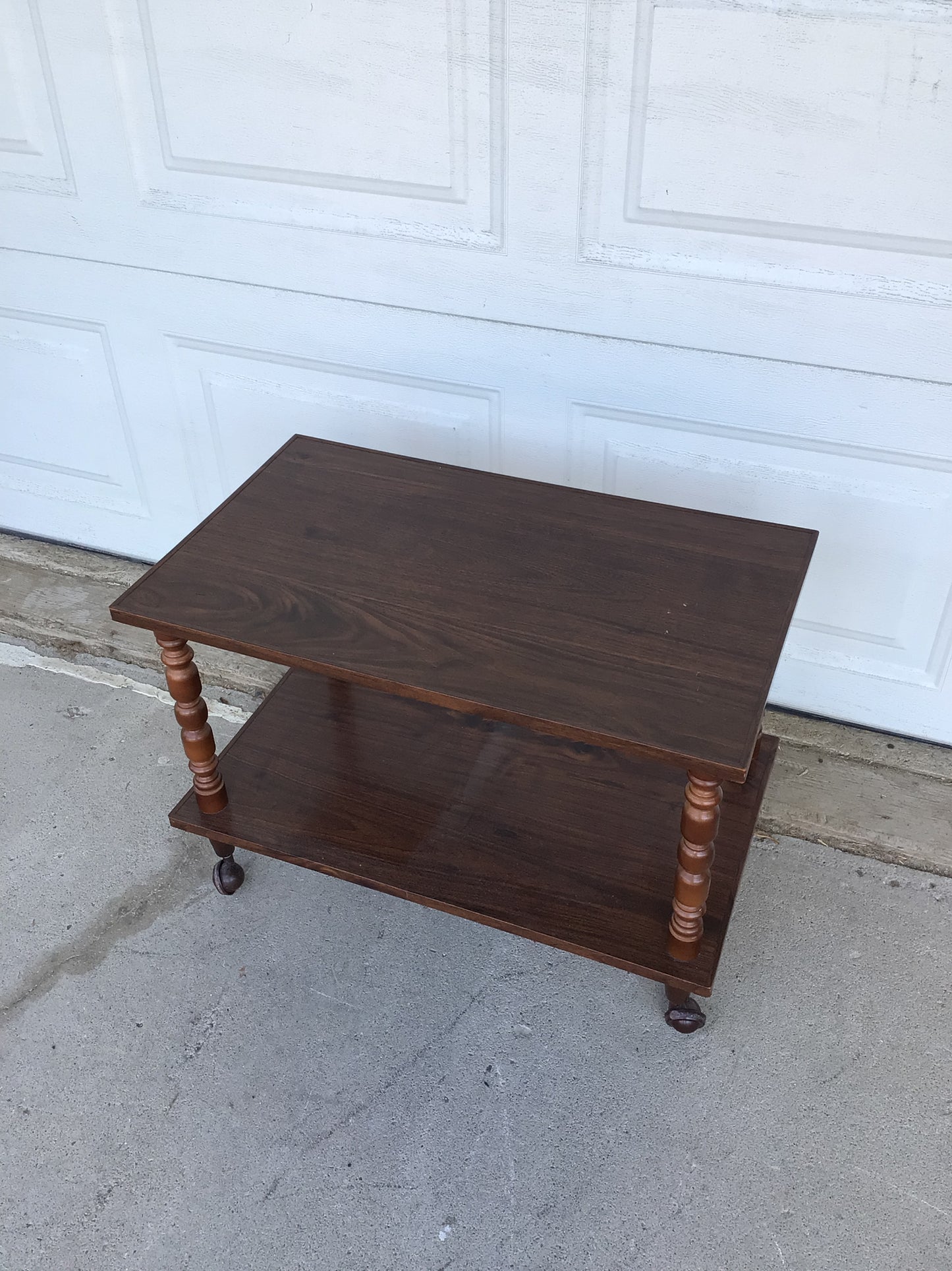 Retro Two Tiered Wooden Rolling Table