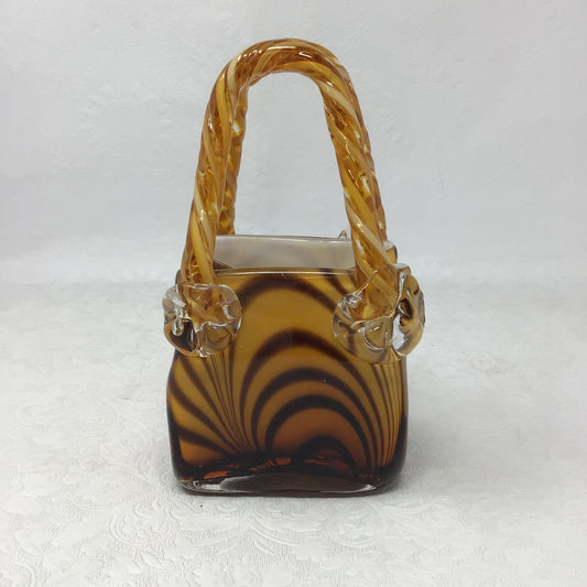 Murano Style Glass Handbag Vase