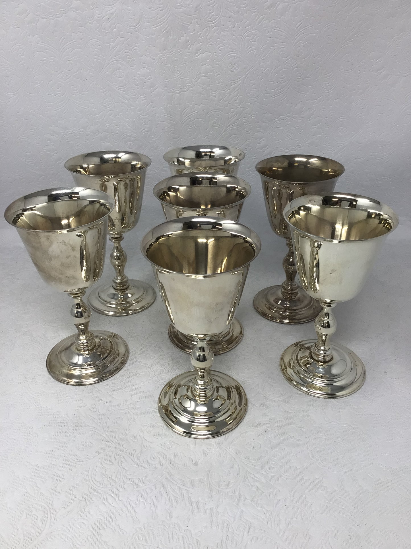 Set of 7 Silver Plated Goblets