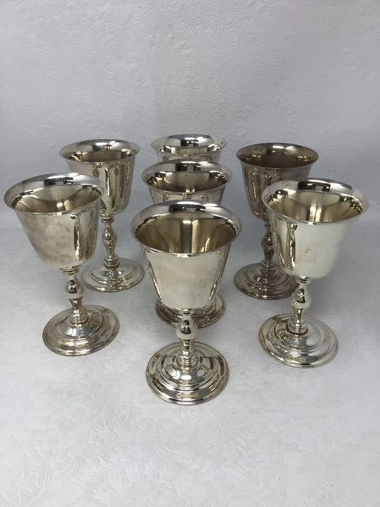 Set of 7 Silver Plated Goblets