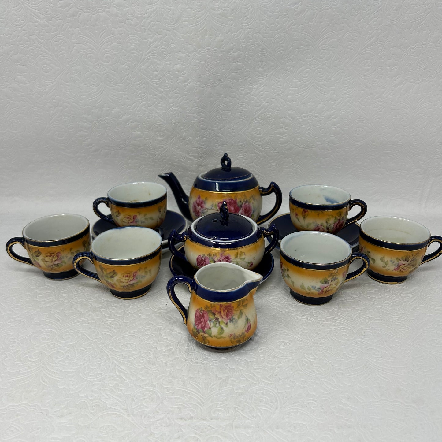 Vintage Multicolour Floral Tea Set of 14