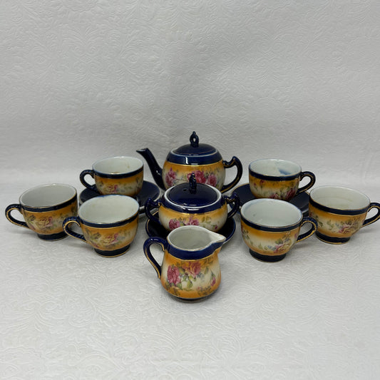 Vintage Multicolour Floral Tea Set of 14