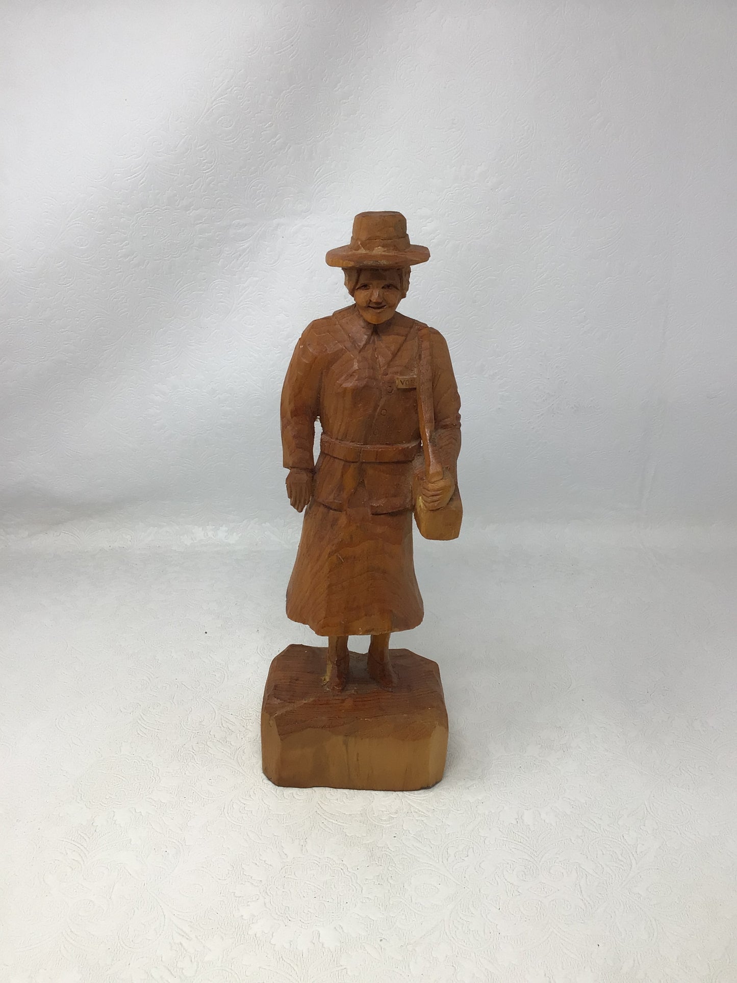 Vintage Hand-Carved Wooden Figurine of An Old Woman