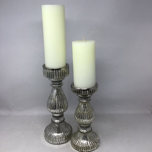 Glass Candleholders with Mercury Finish