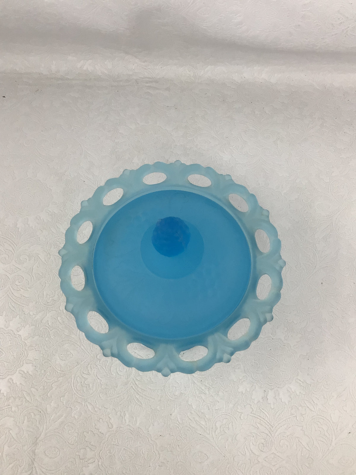 Blue Frosted Indiana Glass Lidded Candy Dish